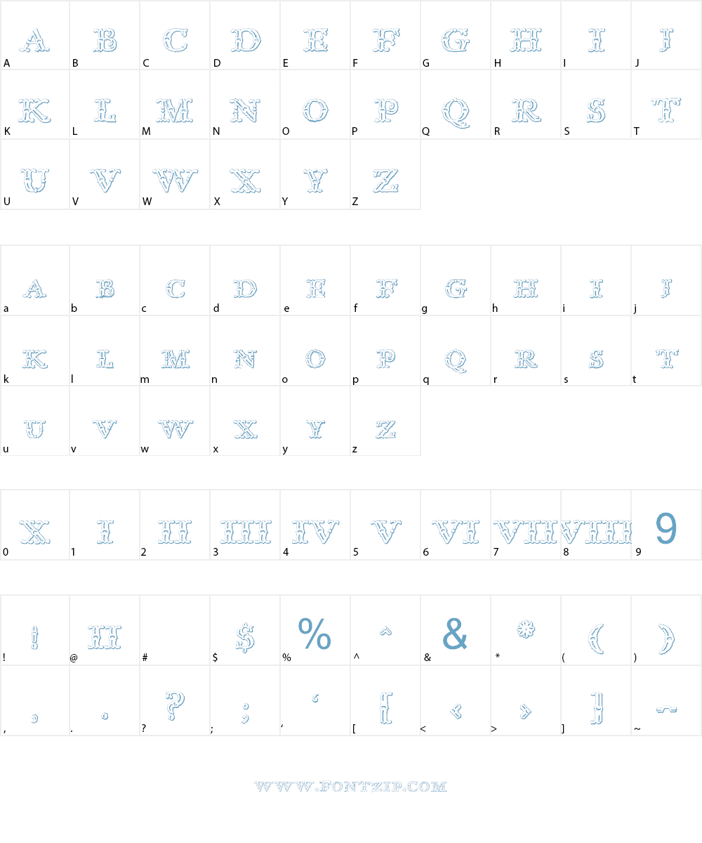 Imprenta Royal Nonpareil Font Character